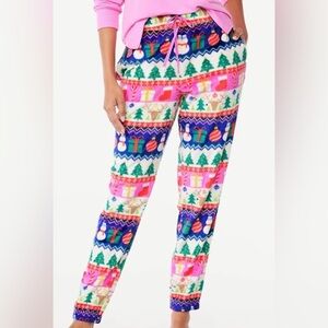JoySpun 3X (22W-24W) Woman's Christmas Snowman Fleece Jogger Sleep Pants Pockets